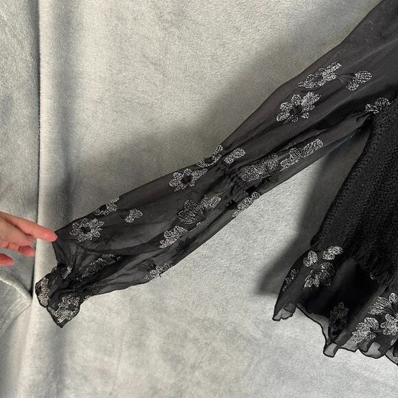 Anthropologie Sweater Womens Medium Black Layered Sheer Floral Whimsygoth Boho - Picture 5 of 14